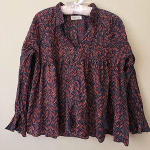 Printed Cotton Pintuck Top